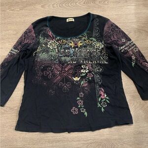 Vintage Jamee J Y2K Black Top Size L